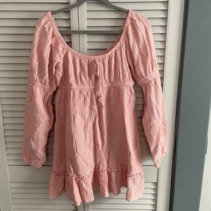 pink long sleeve mini dress